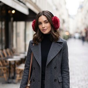 Plush Red Faux Fur Earmuffs